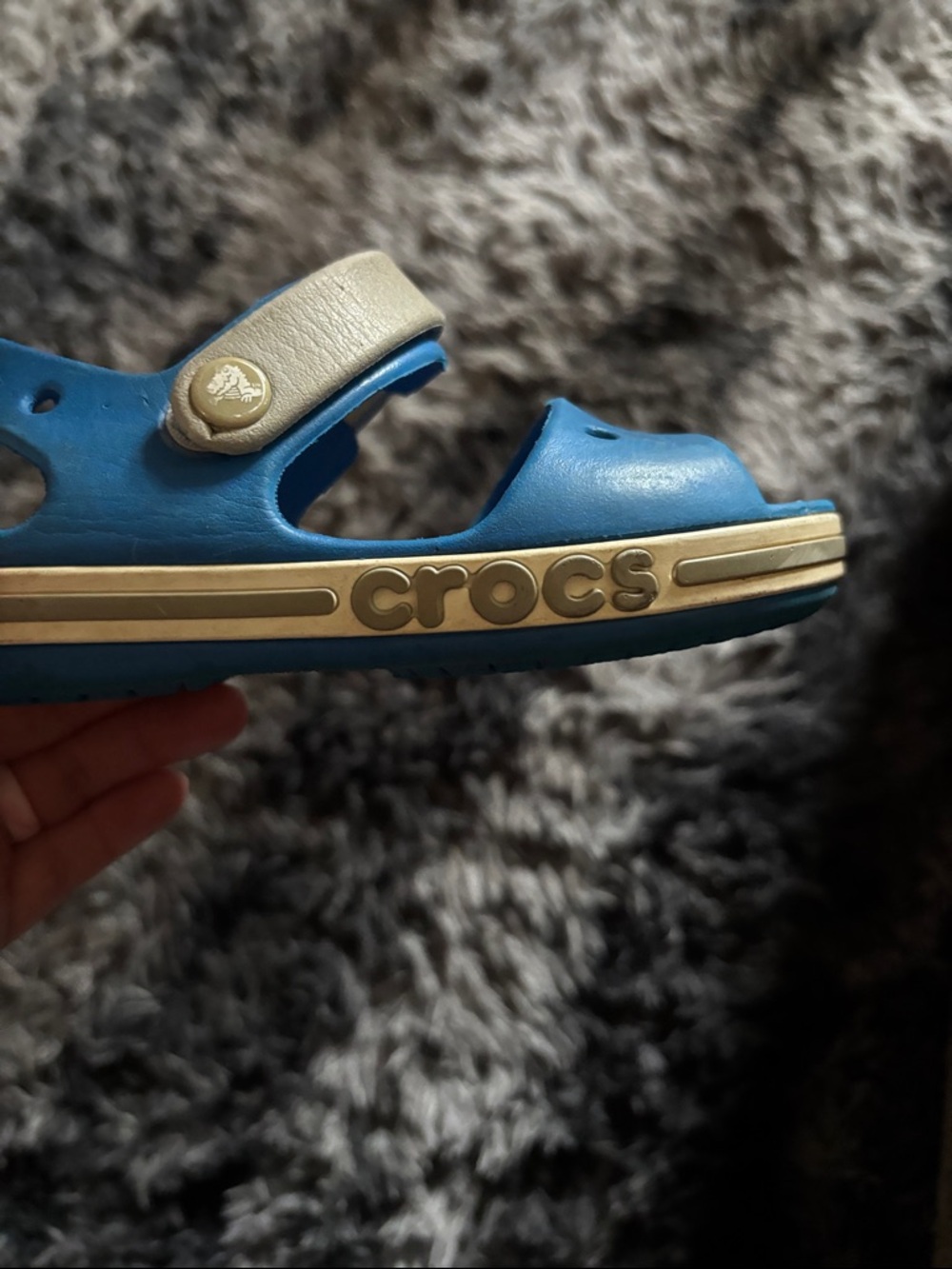 CROCS Kids Blue and Tan Sporty Strap Sandal